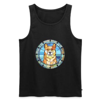 Jindo Dog Breed Stained Glass Colorful Watercolor - Men's Premium Organic Tank Top - black - Front - Michal (187cm)