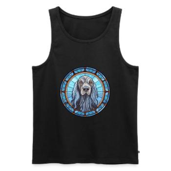 Griffon Bleu De Gascogne chien race vitrail C - Débardeur bio Premium Homme - noir - Devant - AI Model Male 178 light (178cm)