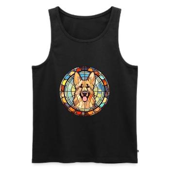 Karst berger chien race vitrail coloré Wa - Débardeur bio Premium Homme - noir - Devant - Michal (187cm)