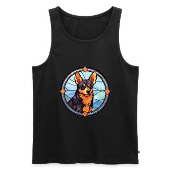 Lancashire Heeler Dog Breed Stained Glass Colorful - Men's Premium Organic Tank Top - black - Front - AI Model Male 178 light (178cm)