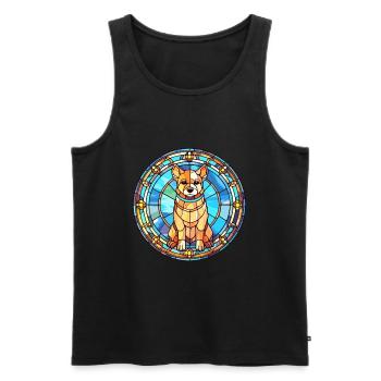 Middle Asian Ovtcharka Dog Breed Stained Glass Col - Men's Premium Organic Tank Top - black - Front - Michal (187cm)