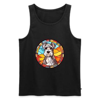 Miniaturschnauzer Hunderasse Buntglas Colorf - Männer Premium Bio Tank Top - Schwarz - Vorne - AI Model Male 178 light (178cm)