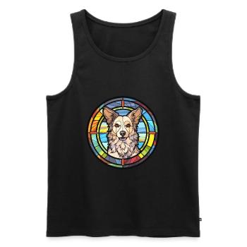 Mudi Hunderasse Buntes Aquarell - Männer Premium Bio Tank Top - Schwarz - Vorne - Michal (187cm)