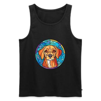 Lapinporokoira chien race vitrail coloré Wa - Débardeur bio Premium Homme - noir - Devant - Michal (187cm)