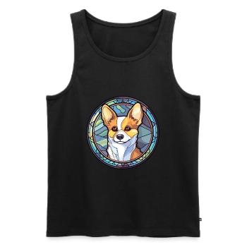Lundehund Chien Race Vitrail Coloré Waterco - Débardeur bio Premium Homme - noir - Devant - Michal (187cm)