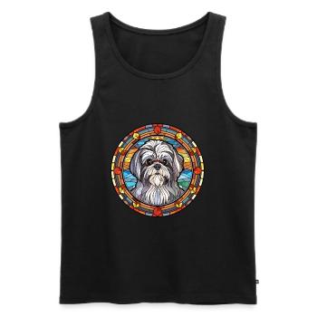 Bichon maltais Shih Tzu chien race vitrail coloré - Débardeur bio Premium Homme - noir - Devant - Michal (187cm)