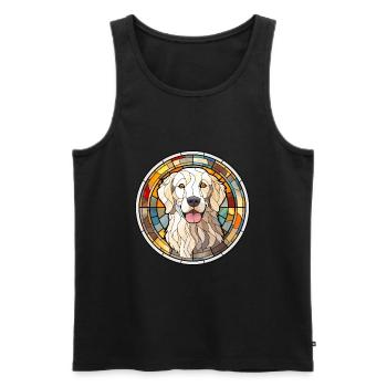Maremma Sheepdog Dog Breed Stained Glass Colorful - Men's Premium Organic Tank Top - black - Front - AI Model Male 178 light (178cm)
