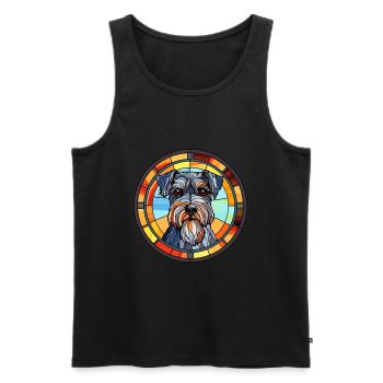 Mittelschnauze Dog Breed Stained Glass Colorful Wa - Men's Premium Organic Tank Top - black - Front - AI Model Male 178 light (178cm)