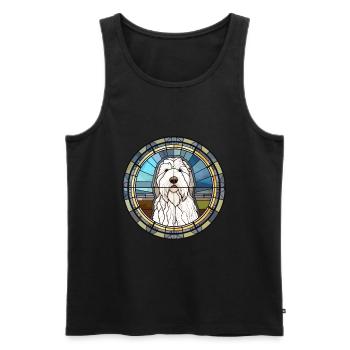 Vieux chien de berger anglais chien race vitrail couleur - Débardeur bio Premium Homme - noir - Devant - Michal (187cm)
