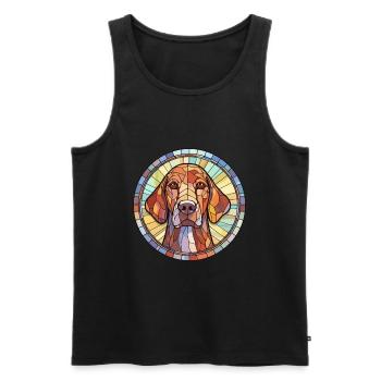 Plott Hound Dog Breed Stained Glass Colorful Water - Men's Premium Organic Tank Top - black - Front - Michal (187cm)