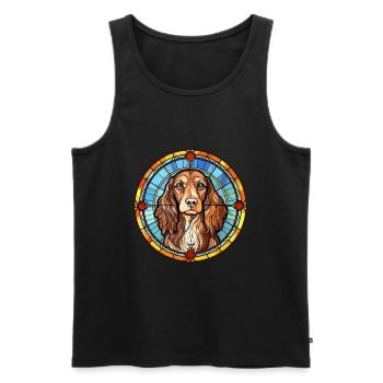 Pont Audemer épagneul chien race vitrail couleur - Débardeur bio Premium Homme - noir - Devant - Michal (187cm)
