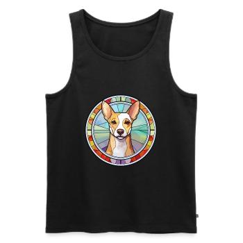 Portugiesische Hunderasse Podengo Pequeno Glasmalerei - Männer Premium Bio Tank Top - Schwarz - Vorne - Michal (187cm)