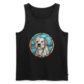 Chien de berger des Pyrénées chien race vitrail coloré - Débardeur bio Premium Homme - noir - Devant - Michal (187cm)
