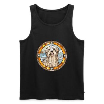Berger des Pyrénées chien race vitrail coloré - Débardeur bio Premium Homme - noir - Devant - Michal (187cm)