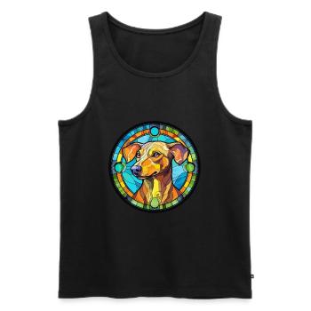 Ratonero Murciano chien race vitrail coloré - Débardeur bio Premium Homme - noir - Devant - Michal (187cm)