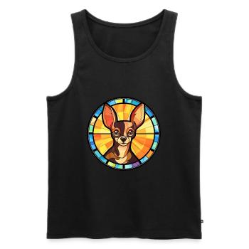 Russischer Toy Terrier Hunderasse Buntglas Colorf - Männer Premium Bio Tank Top - Schwarz - Vorne - AI Model Male 178 light (178cm)
