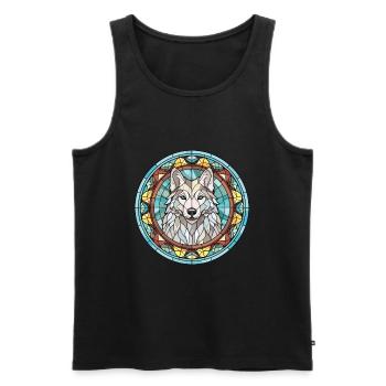 Saarloos Wolfhund Hunderasse Buntglas Bunt - Männer Premium Bio Tank Top - Schwarz - Vorne - AI Model Male 178 light (178cm)