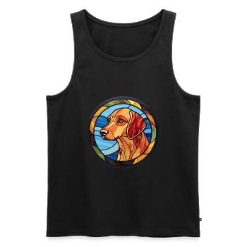 Nouvelle-Zélande Huntaway chien race vitrail couleur - Débardeur bio Premium Homme - noir - Devant - Michal (187cm)