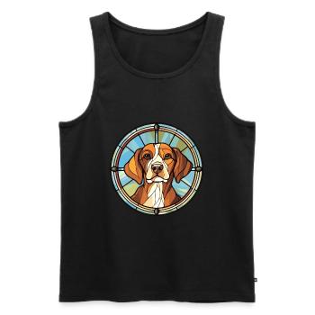 Nouvelle-Zélande chien race vitrail coloré eau - Débardeur bio Premium Homme - noir - Devant - Michal (187cm)