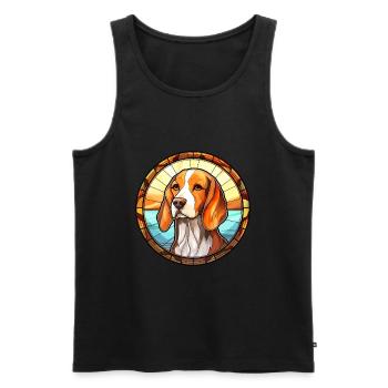 Poitevin Hound Dog Breed Stained Glass Colorful Wa - Men's Premium Organic Tank Top - black - Front - Michal (187cm)