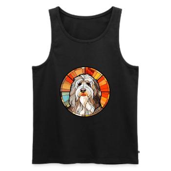 Polish Lowland Sheepdog Dog Breed Stained Glass Co - Men's Premium Organic Tank Top - black - Front - AI Model Male 178 light (178cm)