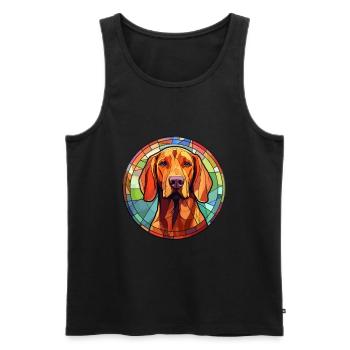 Redbone Coonhound chien race vitrail coloré - Débardeur bio Premium Homme - noir - Devant - AI Model Male 178 light (178cm)