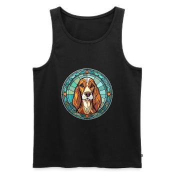 Russischer Harlekin Hund Rasse Buntglas Co - Männer Premium Bio Tank Top - Schwarz - Vorne - Michal (187cm)