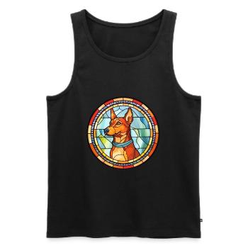 Russo européen Laika chien race vitrail couleur - Débardeur bio Premium Homme - noir - Devant - Michal (187cm)