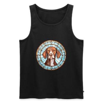 Vieux chien d’arrêt danois race vitrail Colorfu - Débardeur bio Premium Homme - noir - Devant - Michal (187cm)