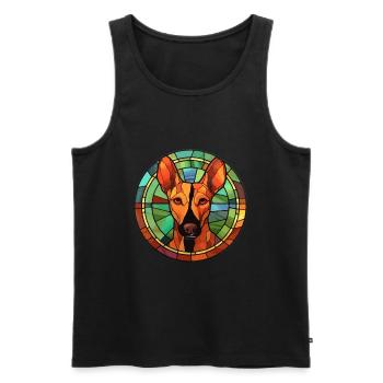 Podenco Ibicenco chien race vitrail coloré - Débardeur bio Premium Homme - noir - Devant - Michal (187cm)