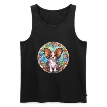 Papillon Dog Breed Stained Glass Colorful Watercol - Men's Premium Organic Tank Top - black - Front - Michal (187cm)