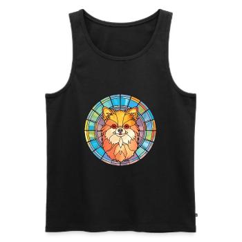 Pommersche Spitze Hunderasse Buntglas Bunt - Männer Premium Bio Tank Top - Schwarz - Vorne - Michal (187cm)