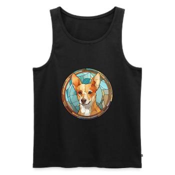 Portugiesische Podengo-Hunderasse Buntglas Colorfu - Männer Premium Bio Tank Top - Schwarz - Vorne - Michal (187cm)