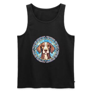 Chien d’arrêt portugais race vitrail Colorfu - Débardeur bio Premium Homme - noir - Devant - Michal (187cm)