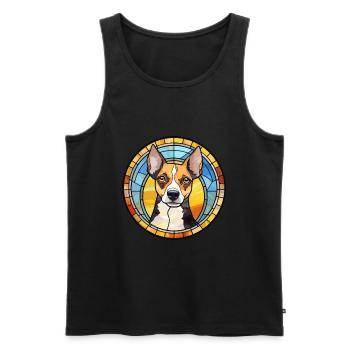 Rat Terrier Dog Breed Stained Glass Colorful Water - Men's Premium Organic Tank Top - black - Front - AI Model Male 178 light (178cm)