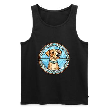 Scandinavian Dog Breed Stained Glass Colorful Wate - Men's Premium Organic Tank Top - black - Front - AI Model Male 178 light (178cm)
