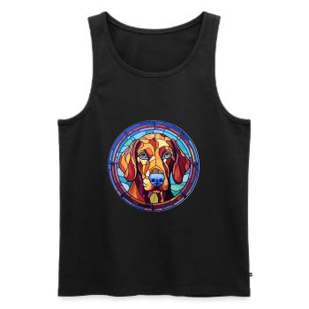 Sapsali Dog Breed Stained Glass Colorful Watercolo - Men's Premium Organic Tank Top - black - Front - Michal (187cm)