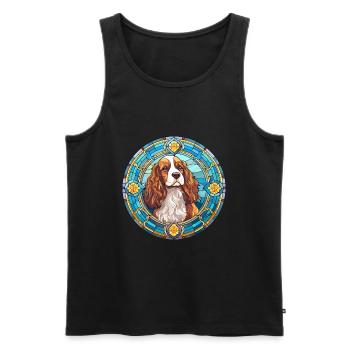 Saint Usuge Spaniel Hunderasse Buntglas Farbe - Männer Premium Bio Tank Top - Schwarz - Vorne - AI Model Male 178 light (178cm)