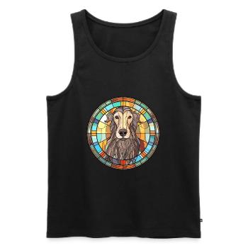 Scottish Deerhound Dog Breed Stained Glass Colorfu - Men's Premium Organic Tank Top - black - Front - AI Model Male 178 light (178cm)