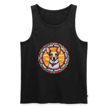 St. Miguel Cattle Dog Rasse Buntes Glas Bunt - Männer Premium Bio Tank Top - Schwarz - Vorne - Michal (187cm)