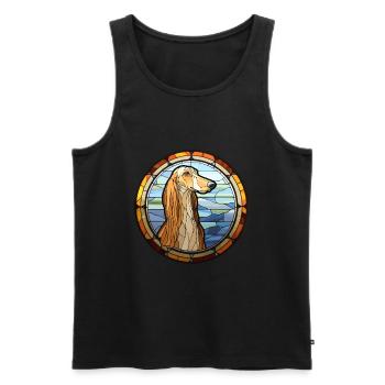 Saluki Dog Breed Stained Glass Colorful Watercolor - Men's Premium Organic Tank Top - black - Front - AI Model Male 178 light (178cm)