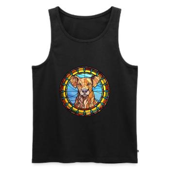 Taigan Dog Breed Stained Glass Colorful Watercolor - Men's Premium Organic Tank Top - black - Front - Michal (187cm)