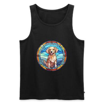 Taigan Kyrgyz Taighany Dog Breed Stained Glass Col - Men's Premium Organic Tank Top - black - Front - Michal (187cm)