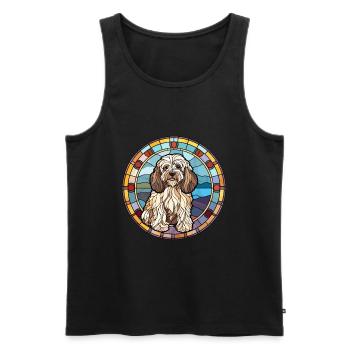Tibetan Terrier Dog Breed Stained Glass Colorful W - Men's Premium Organic Tank Top - black - Front - Michal (187cm)
