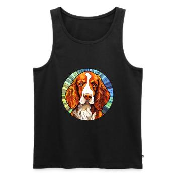 Welsh Springer Spaniel chien race vitrail Col - Débardeur bio Premium Homme - noir - Devant - Michal (187cm)