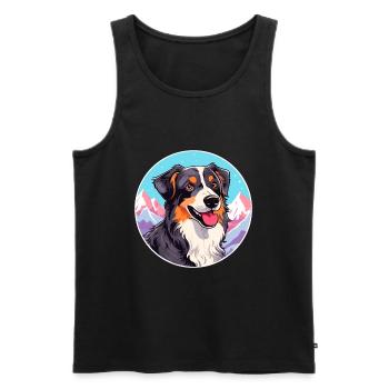 Aidi race de chien dessin animé Kawaii aquarelle - Débardeur bio Premium Homme - noir - Devant - Michal (187cm)