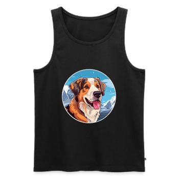 Akbash Hunderasse Karikatur Kawaii Aquarell - Männer Premium Bio Tank Top - Schwarz - Vorne - AI Model Male 178 light (178cm)
