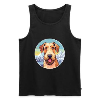 Airedale Terrier chien race dessin animé Kawaii Watercol - Débardeur bio Premium Homme - noir - Devant - Michal (187cm)