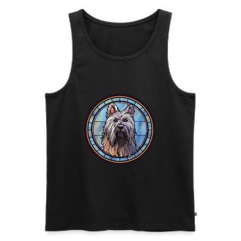Skye Terrier Hunderasse Buntes Glas - Männer Premium Bio Tank Top - Schwarz - Vorne - AI Model Male 178 light (178cm)