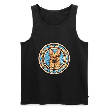 Slovak Cuvac Dog Breed Stained Glass Colorful Wate - Men's Premium Organic Tank Top - black - Front - Michal (187cm)